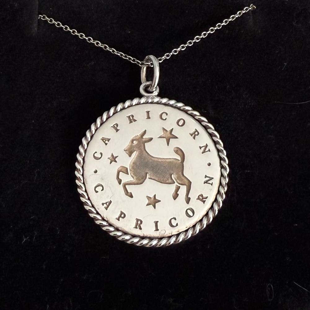 Tiffany & Co. Silver Zodiac Capricorn Pendant/Charm and 16" silver chain
